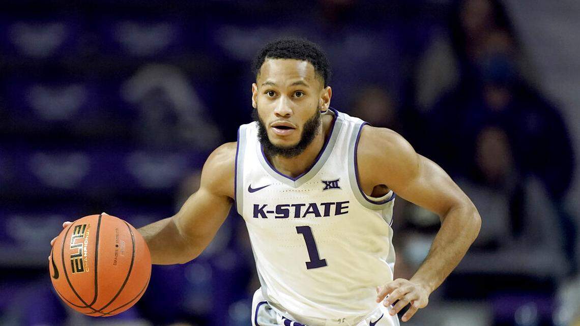 Kansas State’s Markquis Nowell drives during the first half of an exhibition NCAA college basketball game against Pittsburg State Thursday, Nov. 4, 2021, in Manhattan, Kan. (AP Photo/Charlie Riedel)