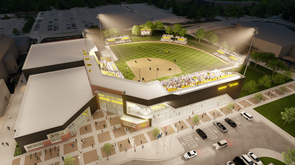 An overhead shot of what Wilkins Stadium could potentially look like with a new indoor practice facility, a new team facility and other renovations, including stadium lights.