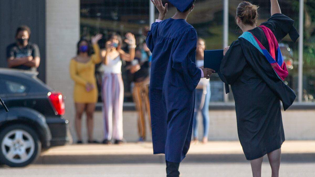 East High School held a socially distanced graduation ceremony in 2020.