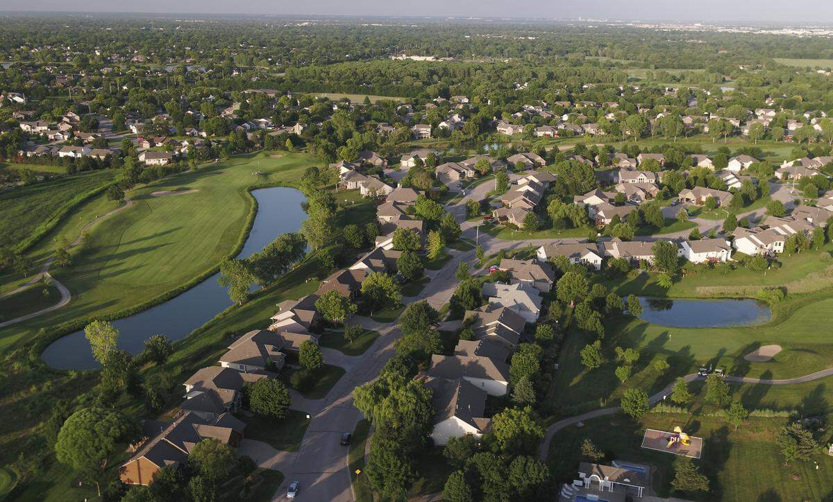 The Wichita housing market remains hot, though sales may be cooling slightly. Shown here is the Auburn Hills neighborhood in west Wichita.