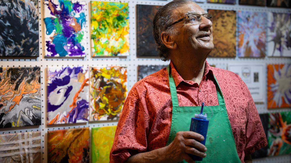 Balbir Mathur founded Trees for Life philanthropy in Wichita in the 1980s. Now 89 and legally blind, he is creating paintings and selling them to buy eyeglasses for children with vision impairments. 