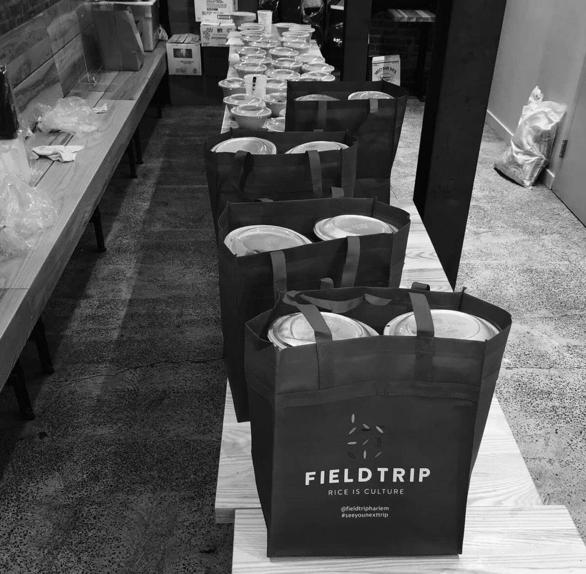 Food that Tyson Etienne helped provide to families in need in East Harlem.