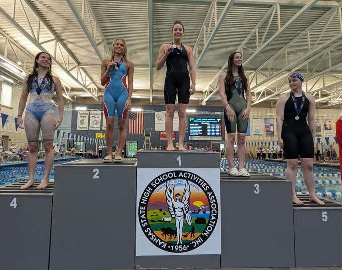 Hillsboro junior Lauryn Vogt broke the 50-yard freestyle state meet record to win her third straight title at the Class 5-1A championship in Topeka this past Saturday.