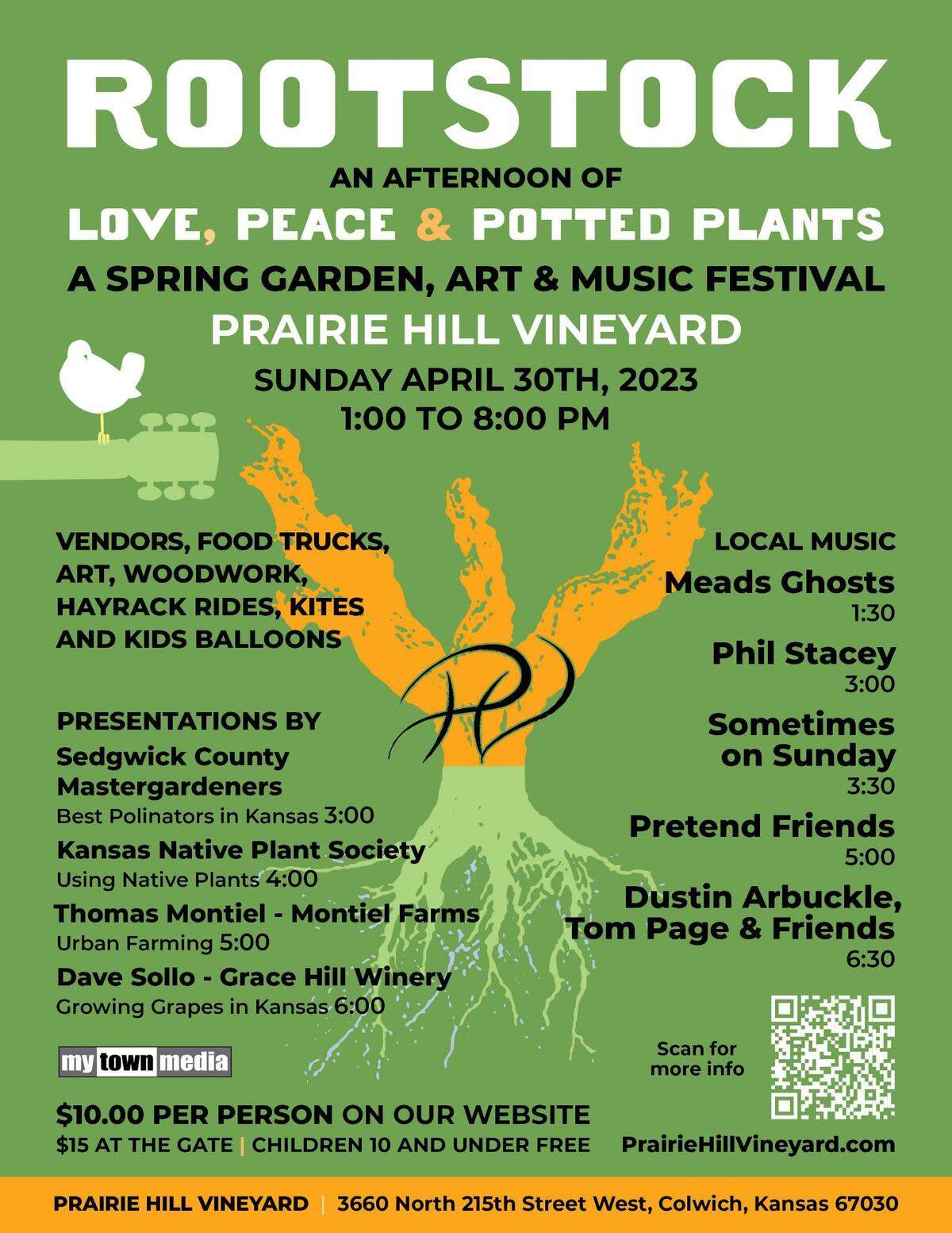 A schedule of events for Rootstock at Prairie Hill Vineyard