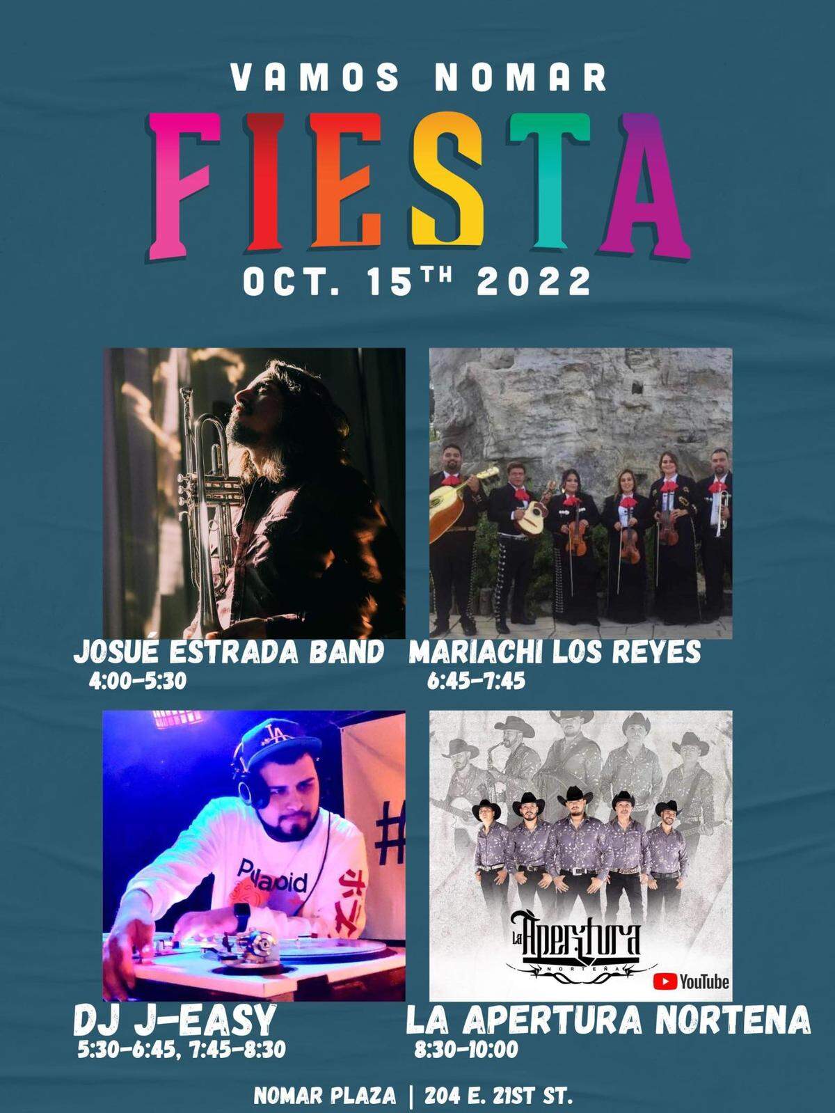 The musical lineup for Saturday’s free Vamos Nomar Fiesta