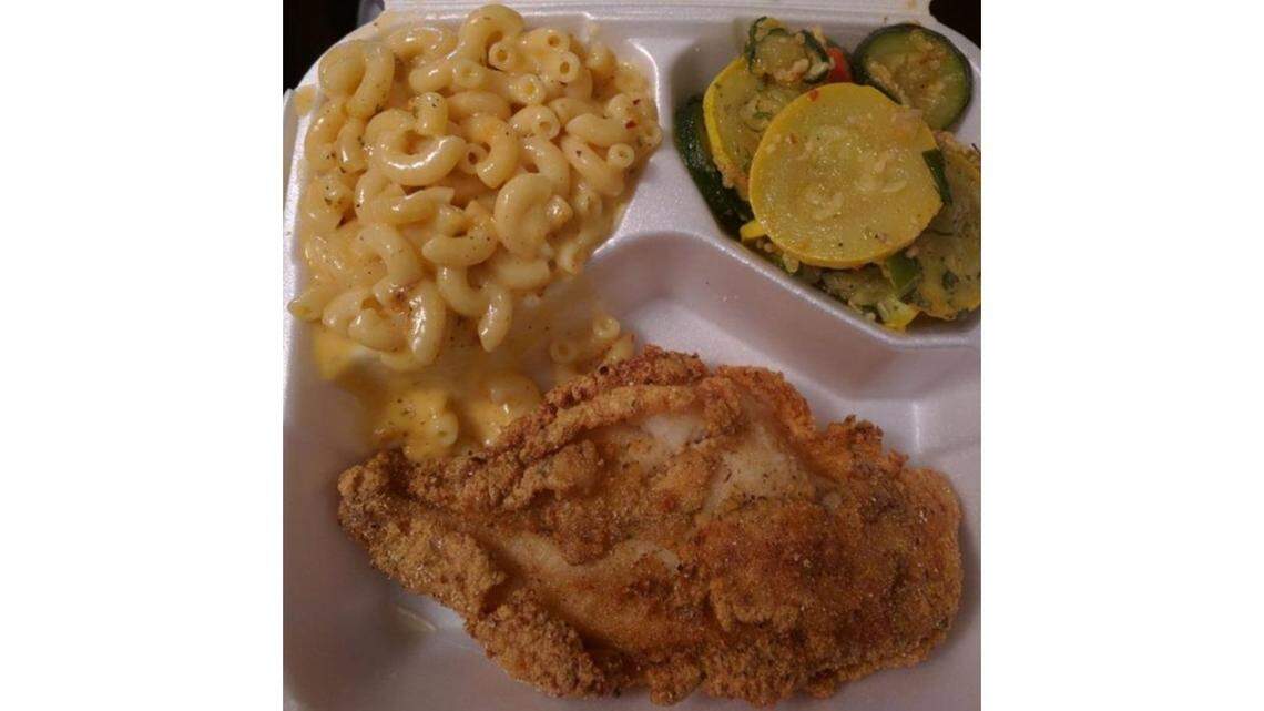 Chicken, mac and cheese, and squash and zucchini are on the menu at Korine’s Soul Food.