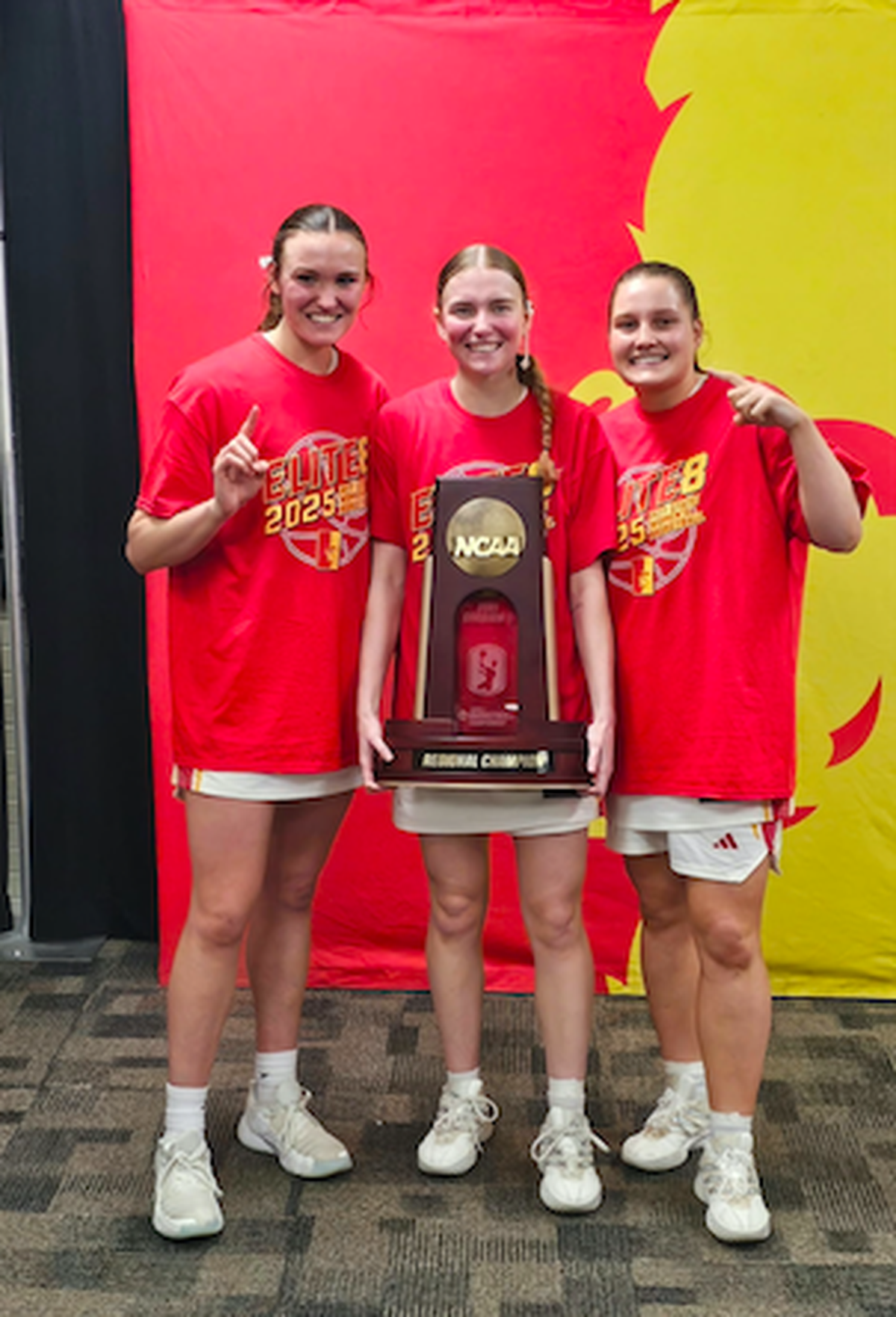 The Wichita-area trio of Halstead’s Karenna Gerber (left), McPherson’s Grace Pyle (middle) and Maize’s Sydney Holmes (right) helped guide the Pittsburg State women’s basketball team to its first NCAA Division II Final Four in program history.