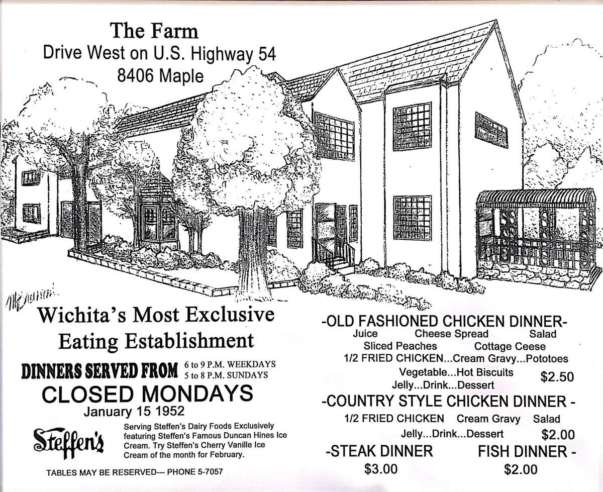 The current owners of the old house at 8406 W. Maple found an old menu from The Farm and turned it into this composite, which hangs in the building.