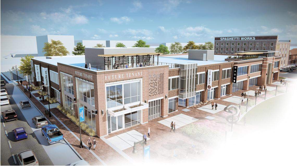 A rendering of what the completed Spaghetti Works district will look like