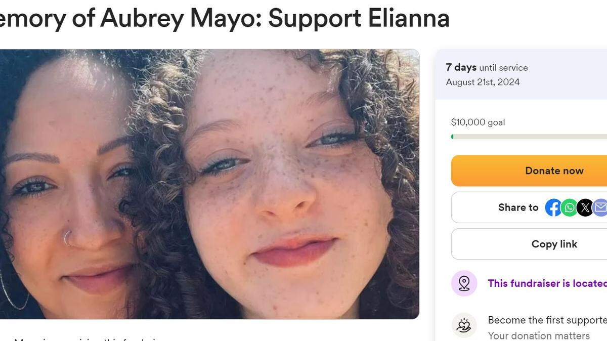 Aubrey Mayo died Tuesday night while swimming in a private lake in south Wichita, police said. A GoFundMe has been set up to help support her teenage daughter.