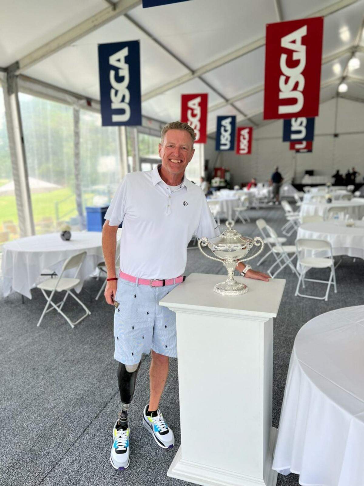 Peck native Greg Hollingsworth poses for a picture before the start of the US Adaptive Open, which he called a possible “once-in-a-lifetime experience.”