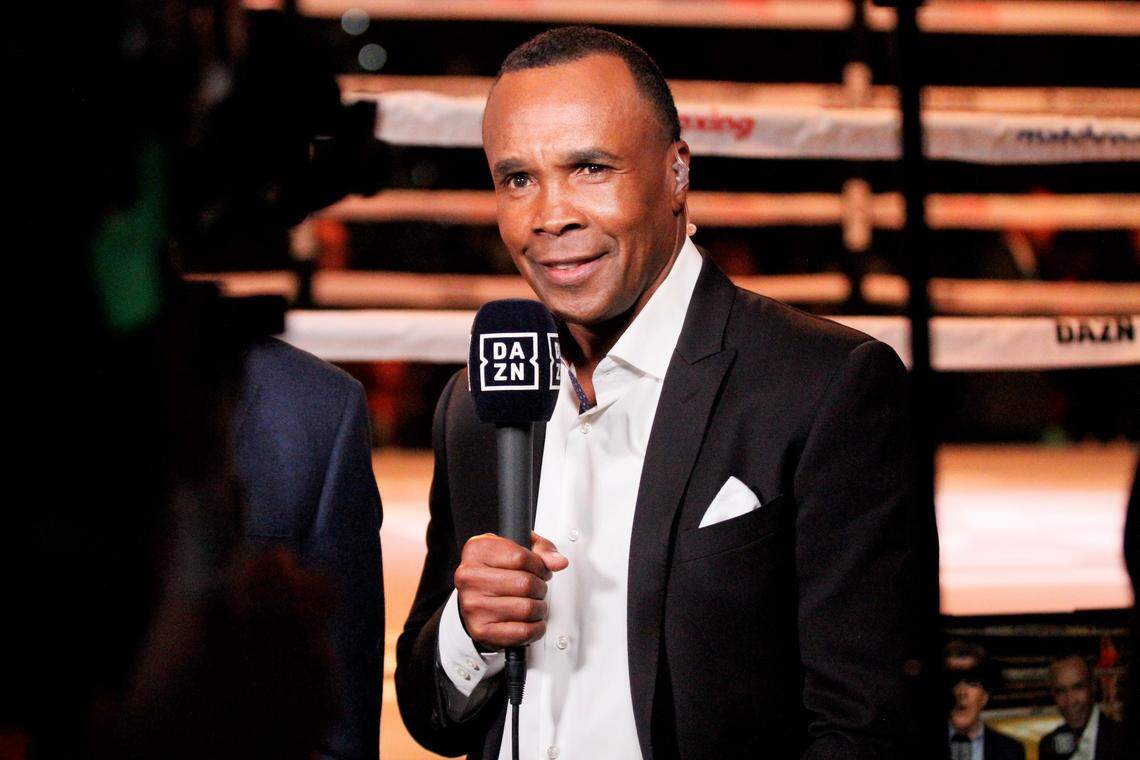 Boxing legend Sugar Ray Leonard gets set for the main card at the Kansas Star Arena in Mulvane on Saturday night. (Nov. 17, 2018)