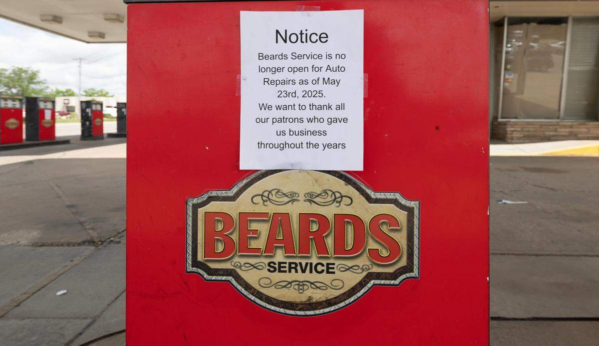 Beards Service Station at Central and Woodlawn closed in May.