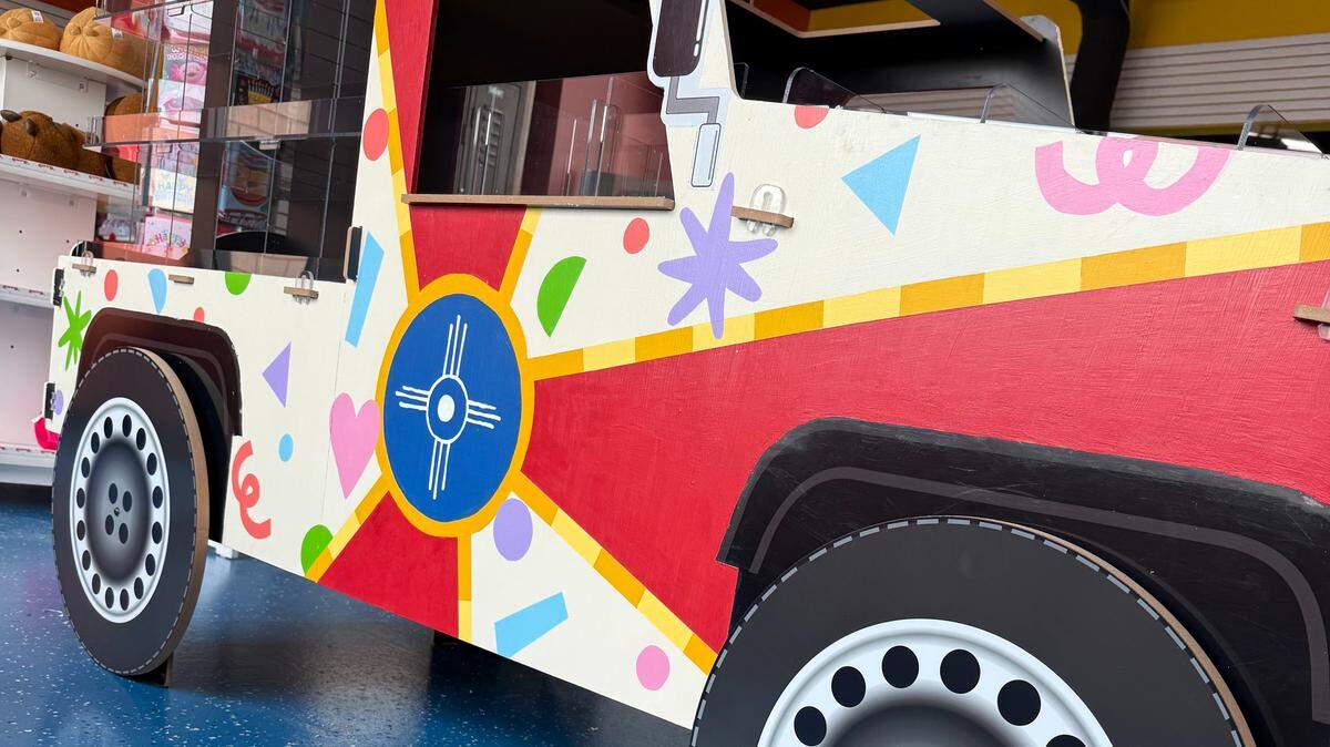 Imagine That Toys owner Gwen Ottenberg is going to fill this Wichita-flag themed Jeep with what she called impulse goodies that kids can buy with money from the Tooth Fairy.