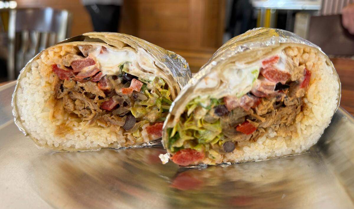 A wrap from Express Kitchen, which opens today at 725 E. Douglas