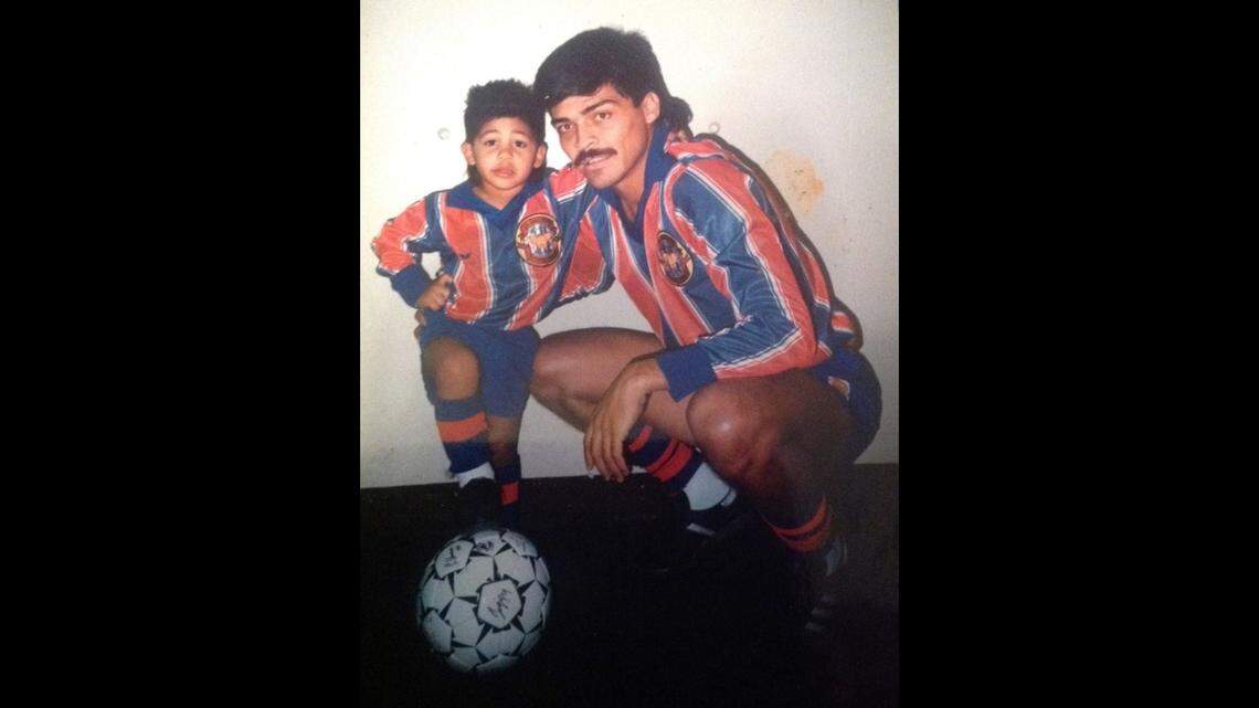 Wichita Wings legend Chico Borja, pictured above with his son during his playing days, died at the age of 61 on Thursday.