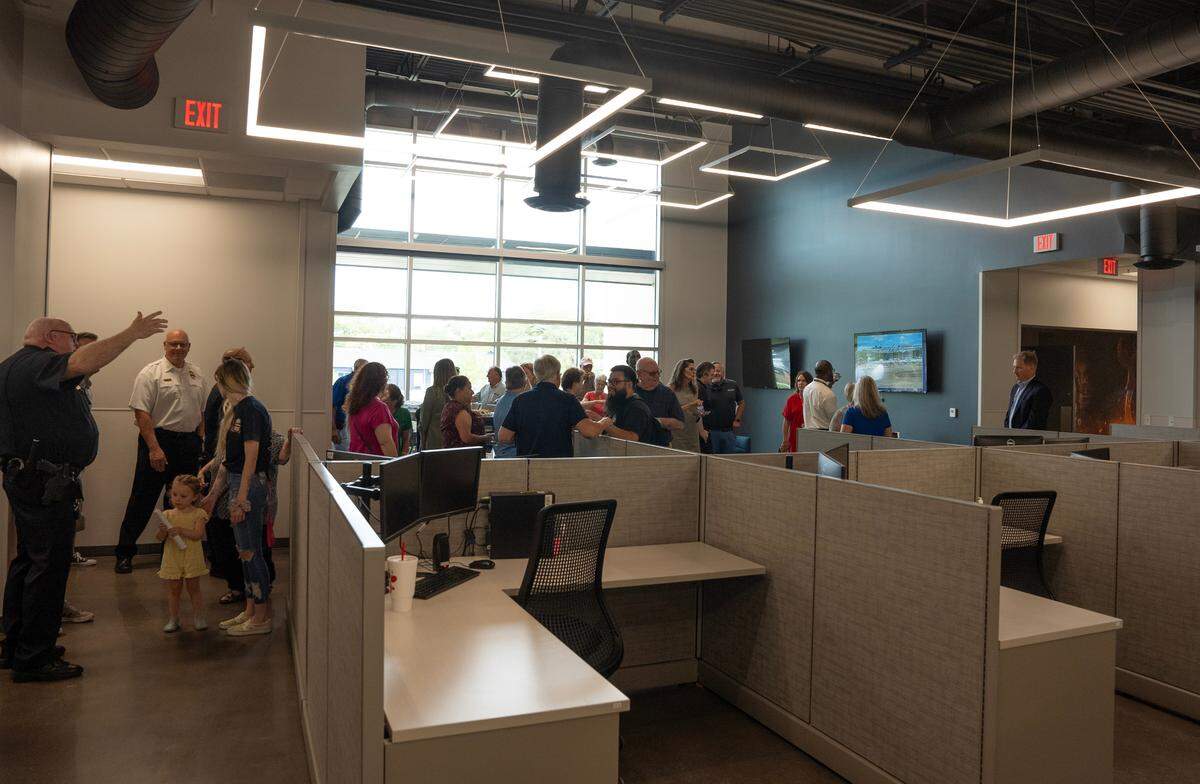 Community members tour the Wichita Police Department’s new Patrol East Bureau at 5215 E. Lincoln.