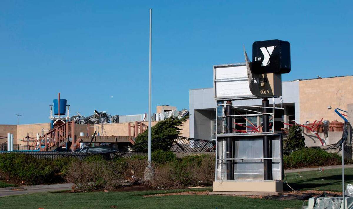 The Andover YMCA, shown the morning after a tornado struck it just after 8 p.m. Friday.