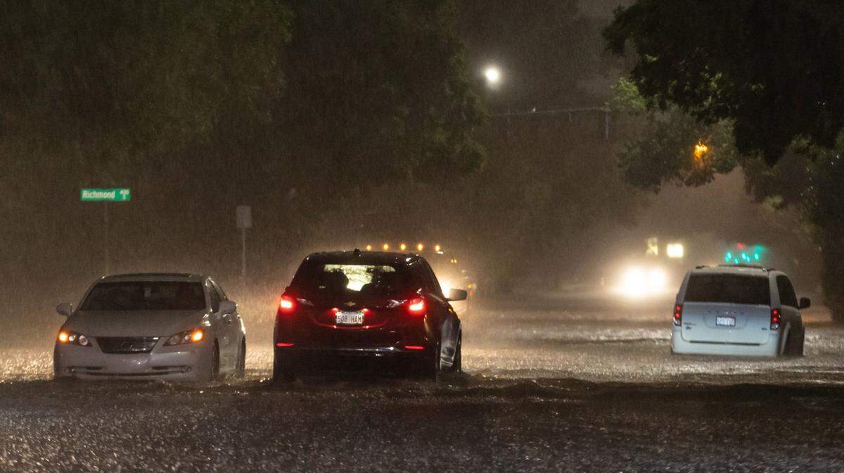 Street flooding near Maple and Meridian on Tuesday night.