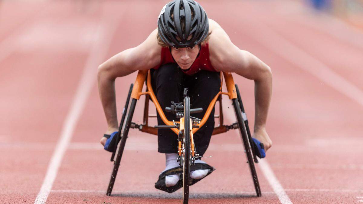 Grant Pierce of Heights won the 400 meter wheelchair race at the Kansas State Track and Field Championships on Thursday at Cessna Stadium.