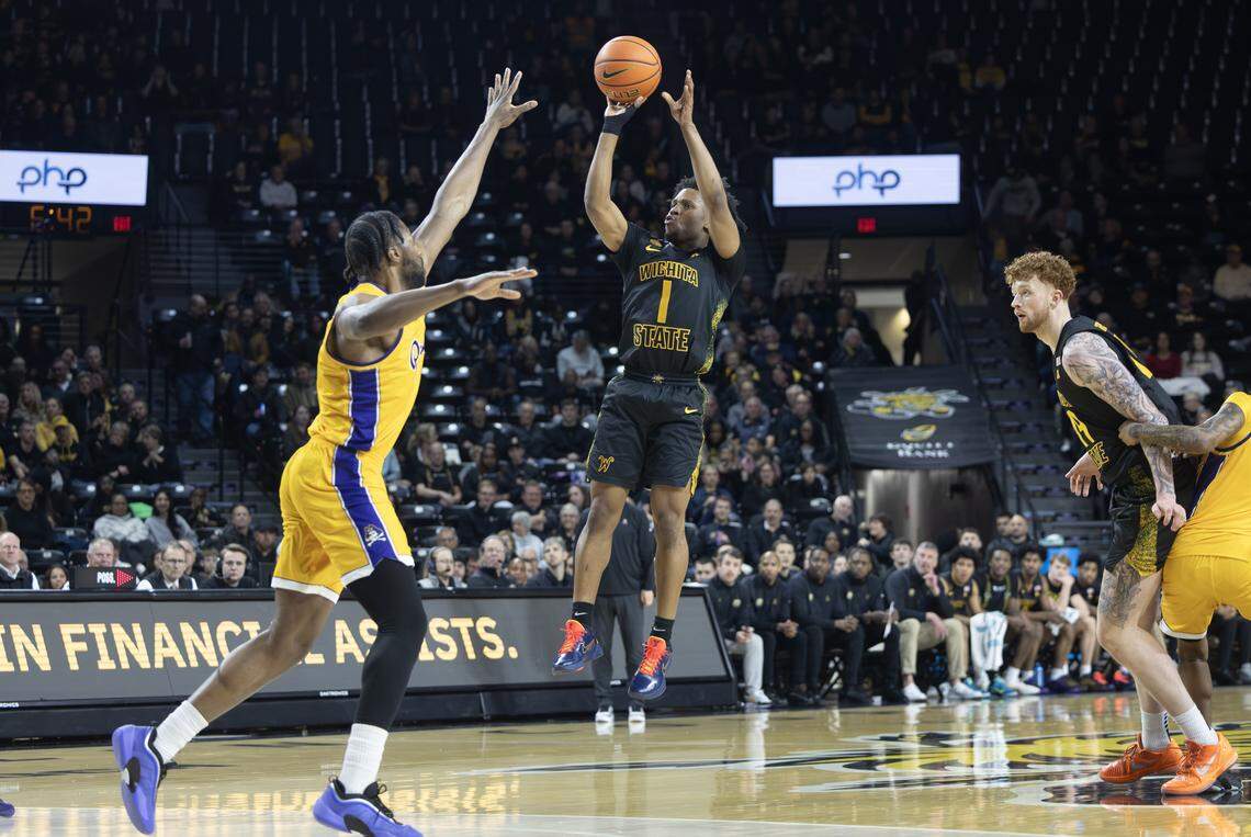 Wichita State’s Kenyon Giles puts up a shot during the first half against East Carolina on Wednesday night at Koch Arena.