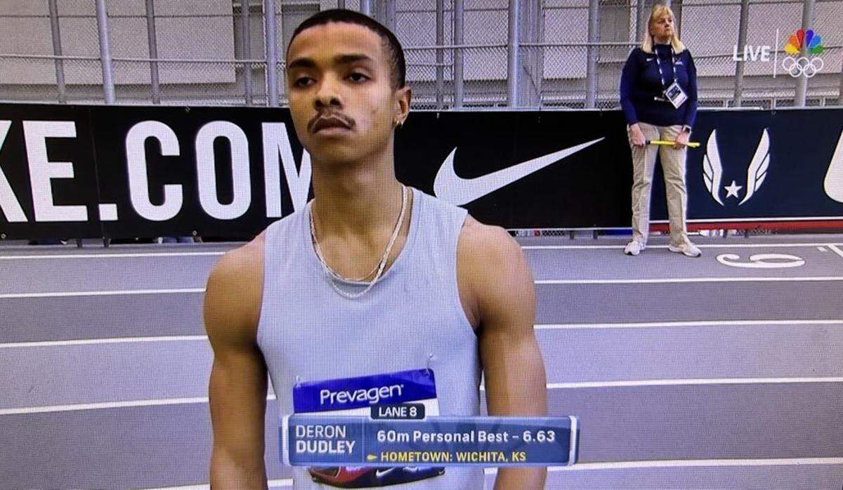 A screenshot of Deron Dudley’s debut on national television with his hometown of Wichita, Kansas displayed on the NBC broadcast.