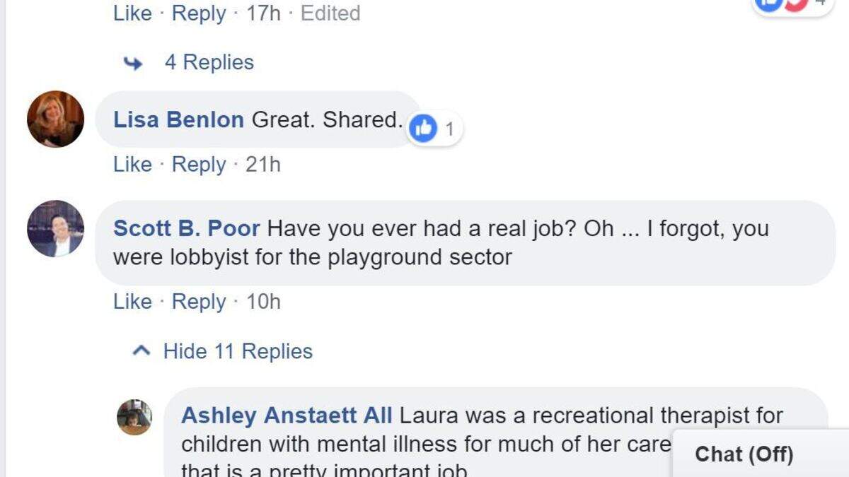Scott Poor, who is associated with Independent Greg Orman's campaign for governor, attacked Democratic candidate Laura Kelly's work history on Facebook.