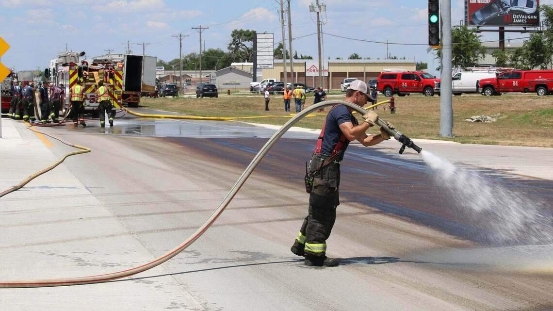 Update: K-15 lanes closed by coffee extract spill have reopened