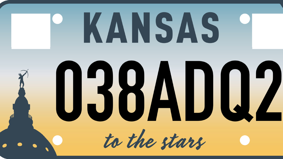 This is what the new Kansas standard license plate looks like. They were supposed to come out starting in January, but because of delays and confusion at the state Revenue Department, they didn’t actual start until Aug. 11.