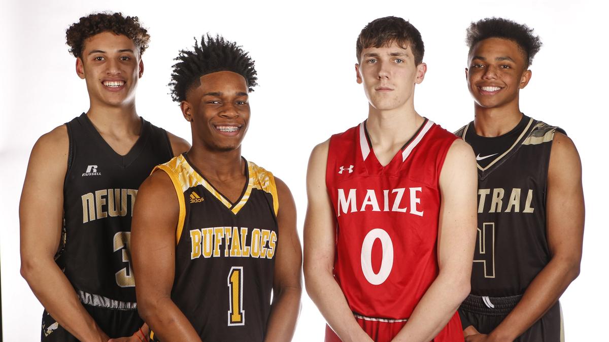 From Left: Ty Berry, Newton; Jackie Johnson, Southeast; Caleb Grill, Maize; Xavier Bell, Andover Central. Wichita Eagle’s All-Metro team.