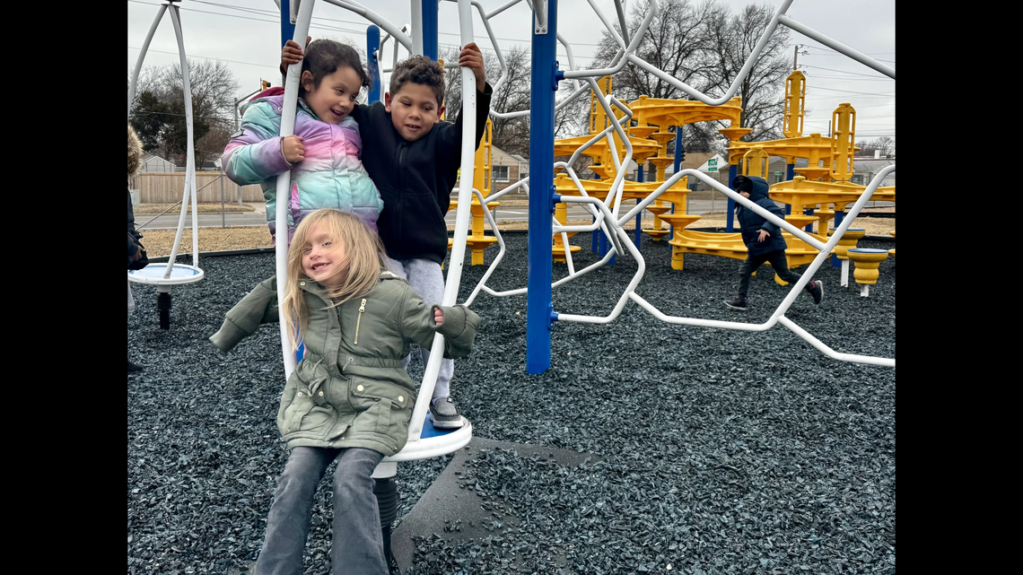 Allen Elementary School students play during recess. The school is one of three in Wichita that’s experimenting with a new approach to recess that eases up on rules and lets kids play more freely.