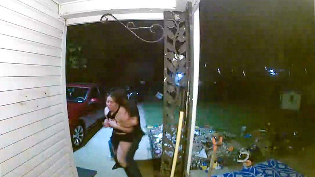 A zoomed-out view of the woman police say was taken by force from north Wichita.