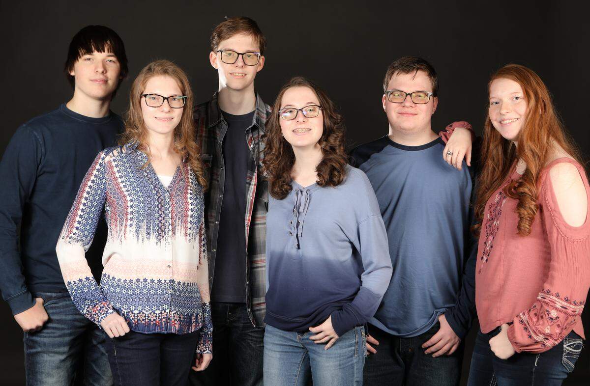 The Headrick sextuplets, left to right are, Grant, Melissa, Ethan, Danielle, Sean and Jaycie. (January 11, 2020)