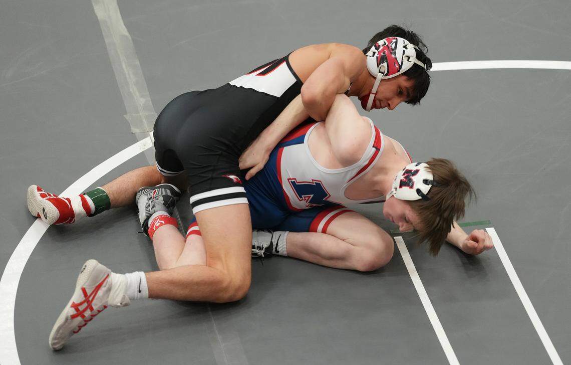 Maize High School Zachary Siatka’s beat Franke Force in the semifinal round of the 106 pound of the KSHSAA 6A West Regional wrestling tournament at North High School.