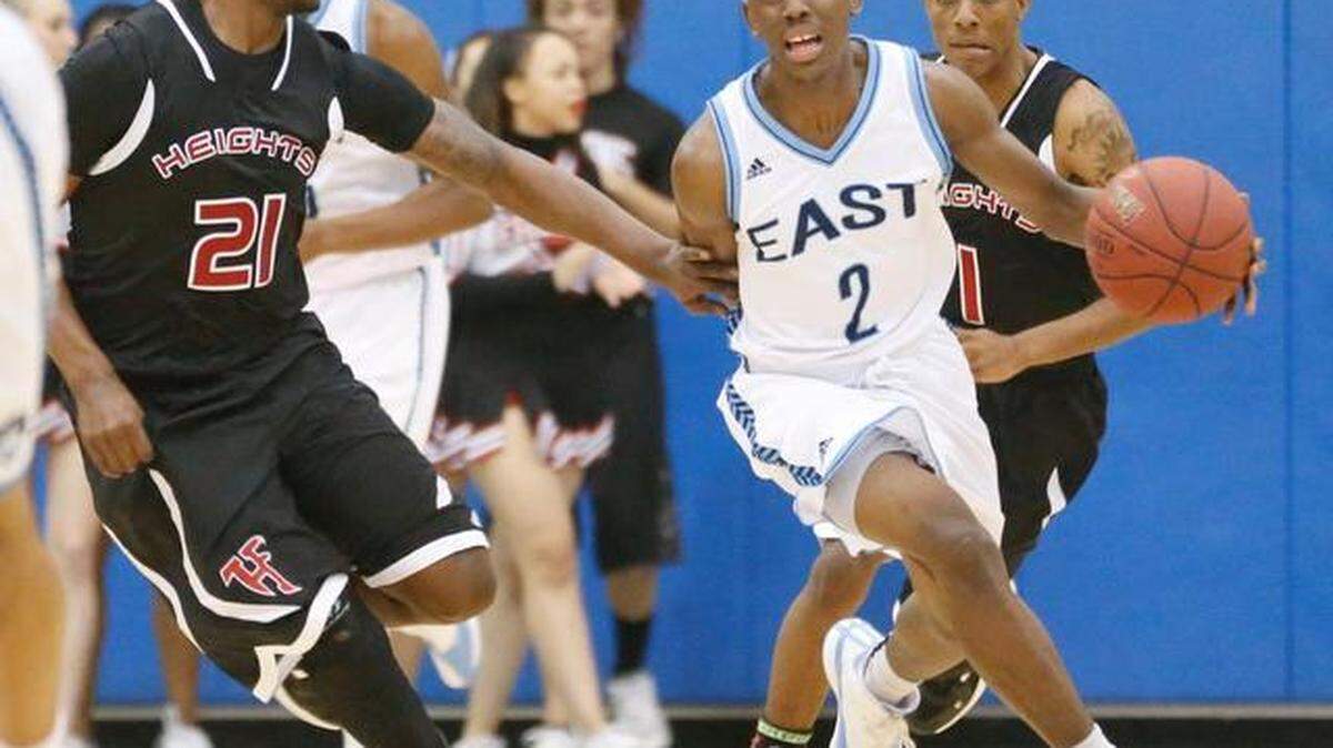 East's Samajae Jones is part of a trio that has already led the unbeaten Blue Aces to the City League championship.
