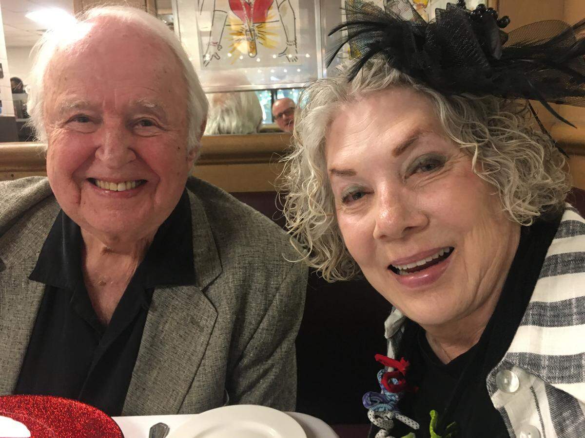 The always nattily attired Pat Hysko, here with her husband, Don, at our chef’s table dinner at Commander’s Palace in New Orleans in 2021.