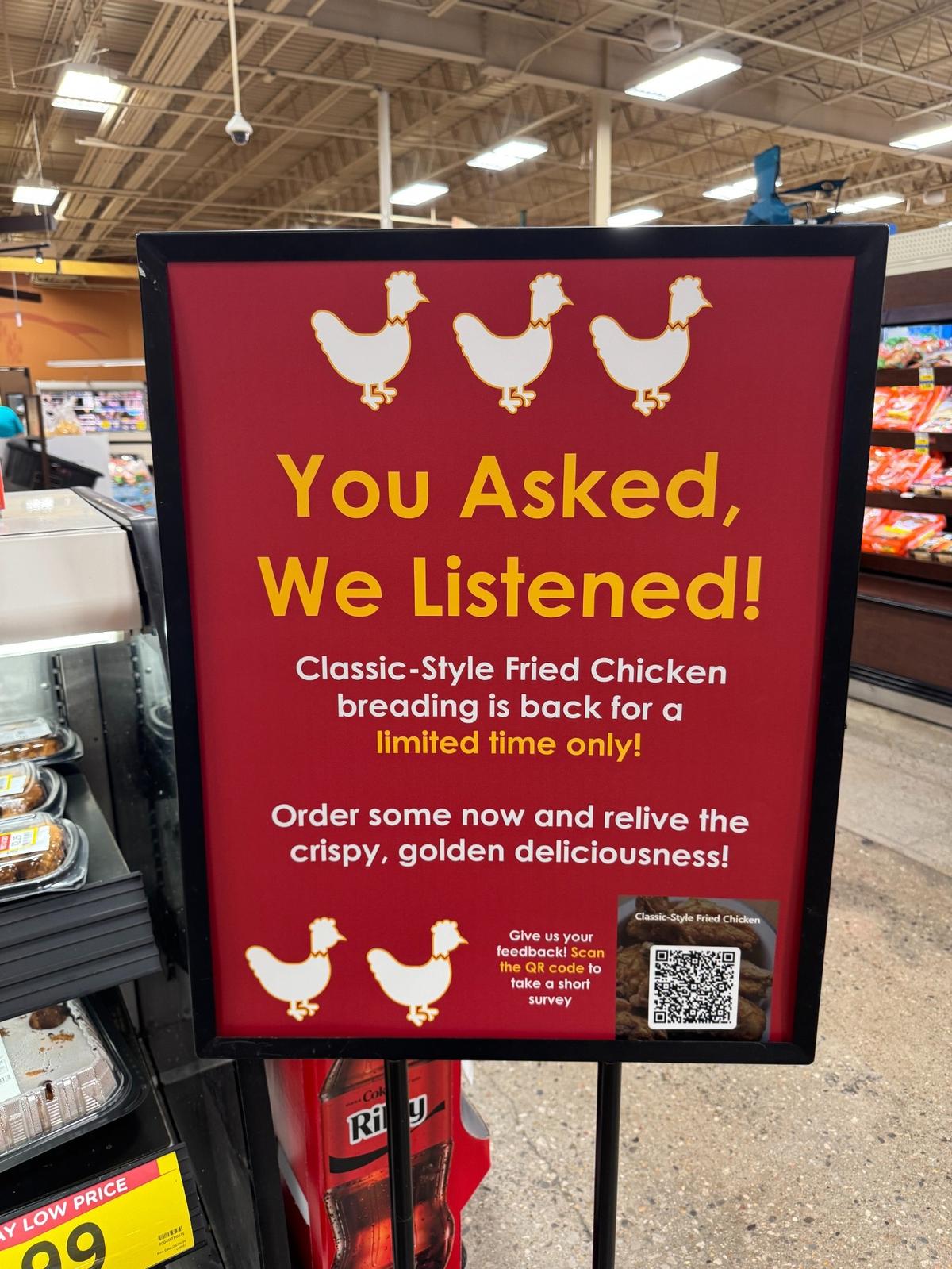 Dillons is asking customers to weigh in on the return of its classic fried chicken recipe.