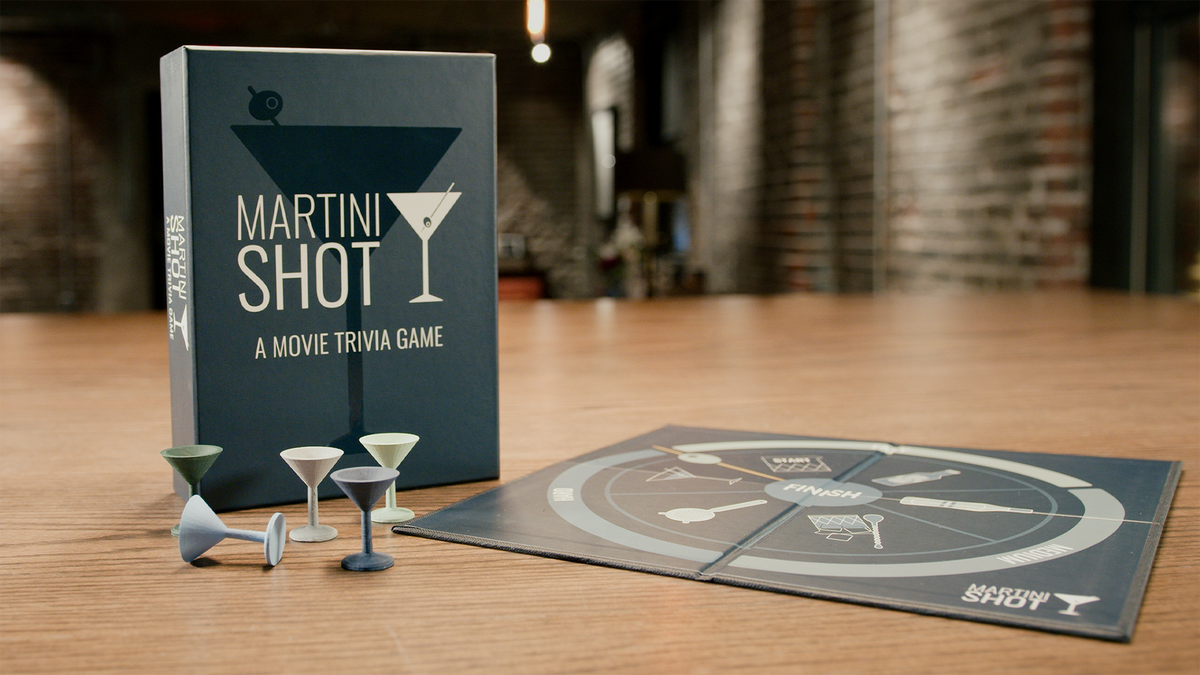Anyone can play Jace Bothner and Jake Treat’s Martini Shot virtually now or get a game board through Kickstarter for a minimum $20 in support.