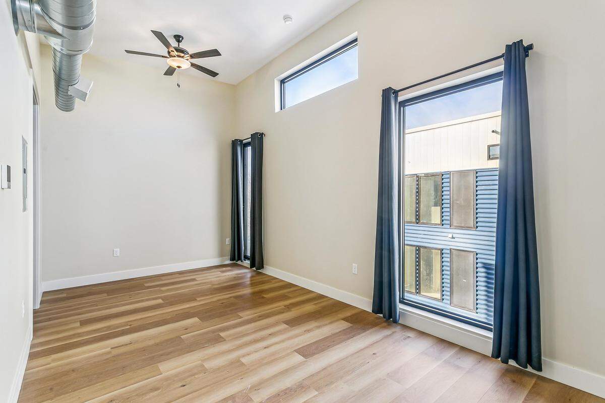Large windows that let in a lot of light are one feature at the new Hyde Park Flats.