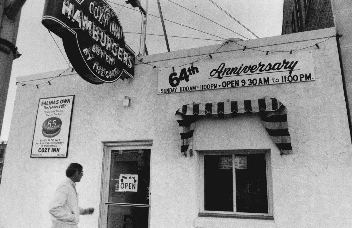 The Cozy Inn in Salina is pictured on its 64th birthday in 1986.