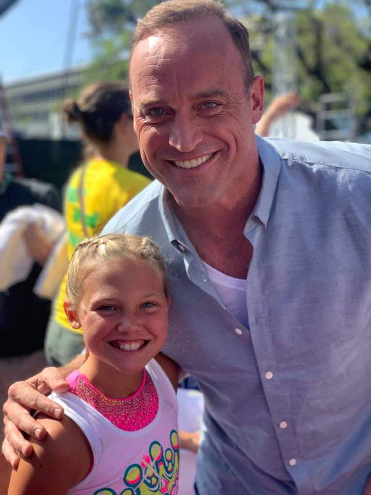 Wichita’s Zoe Zogleman is pictured with “American Ninja Warrior” host Matt Iseman, who she met during taping for the show in July.