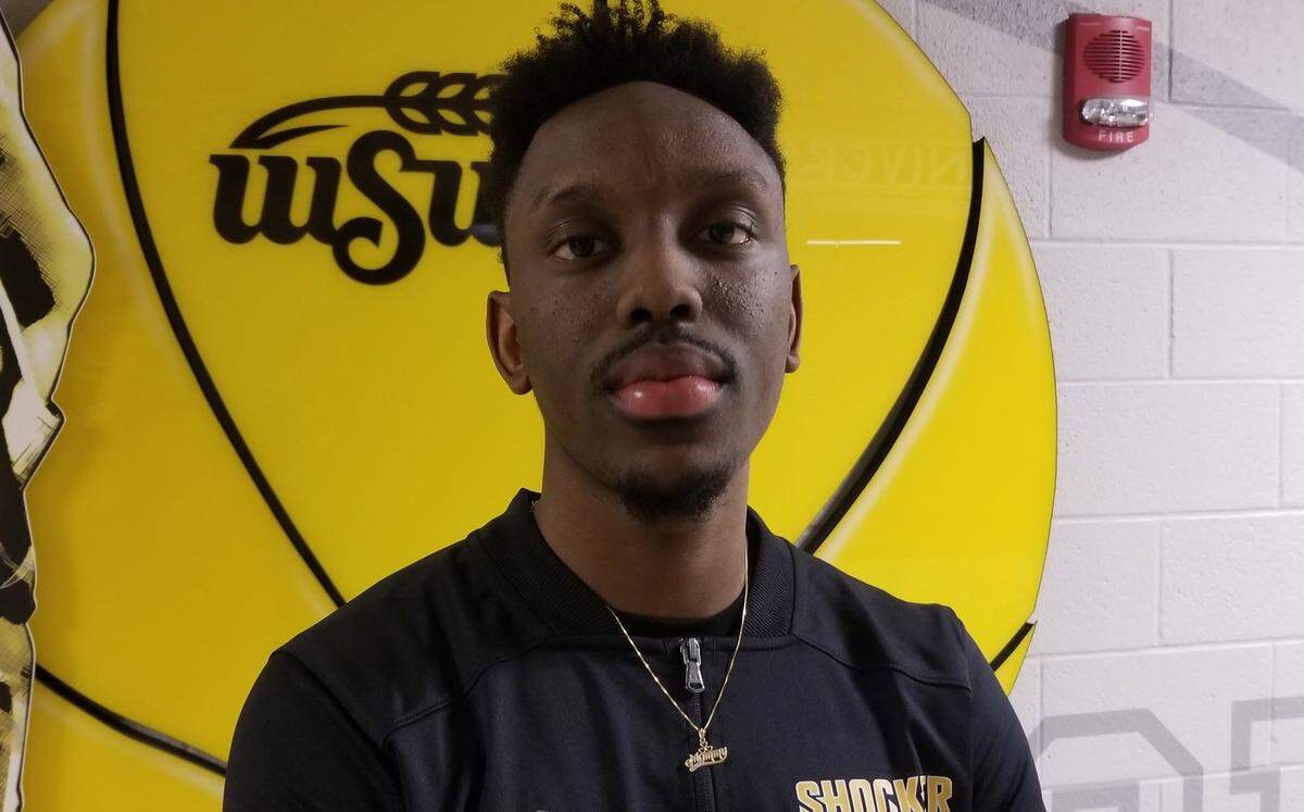 Wichita State senior Samajae Haynes-Jones wears a gold necklace in honor of his mother, Sharon Haynes, who died from cancer in 2014. Haynes-Jones is one of two seniors to be honored by WSU after Tuesday’s game against East Carolina.