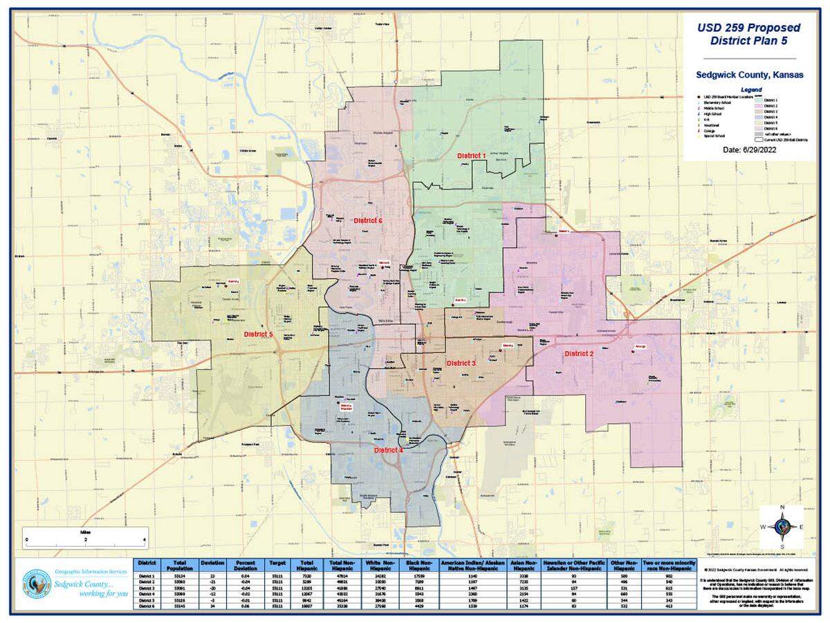 This is one of two preferred maps the Wichita school board is considering to redraw lines for school board voting districts.