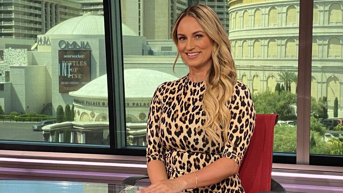 Kelly Stewart poses on the set of “Daily Wager” at ESPN.