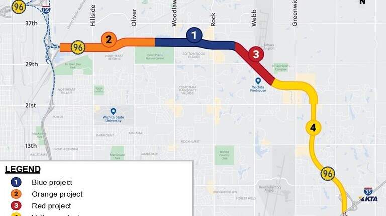 Four improvement projects coming to K-96 in northeast Wichita