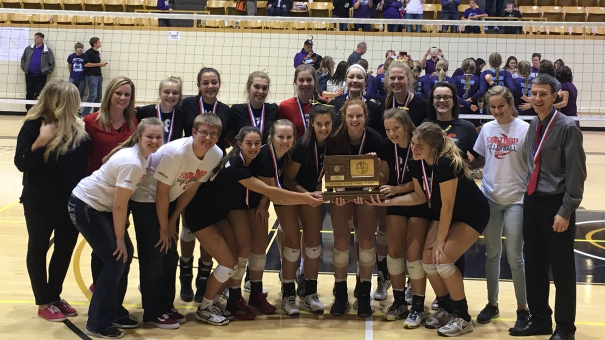 The Hesston volleyball team finished third in Class 3A at the 2018 Kansas high school state tournament.