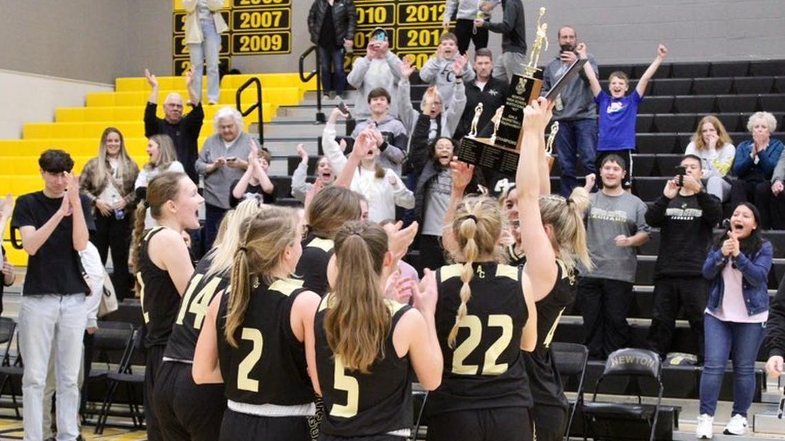 The Andover Central girls basketball team won 41-34 over Bishop Carroll to capture the Newton Invitational Tournament championship on Saturday.