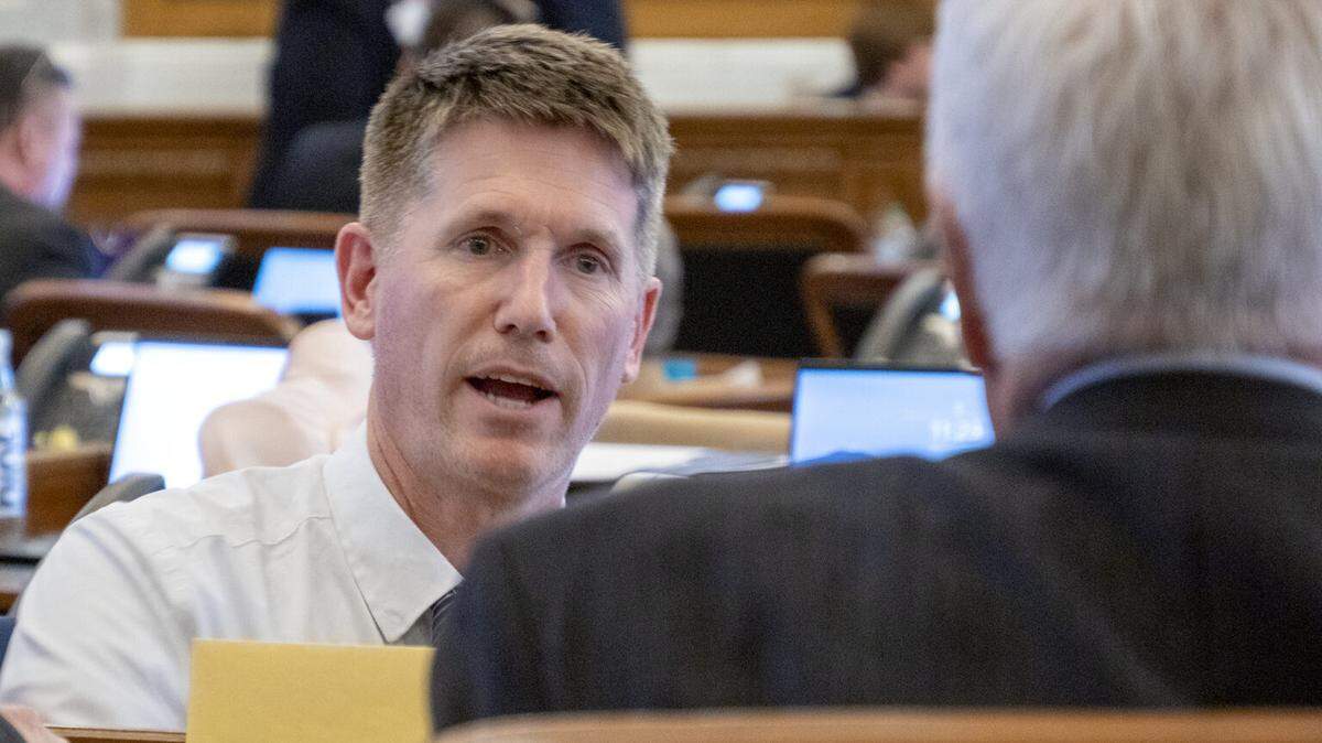 Rep. Steven Howe, a Salina Republican, wants legislative staff to record influence from gaming platform Roblox at a March 4, 2026, hearing. He appears here on March 19, 2025, the House floor.