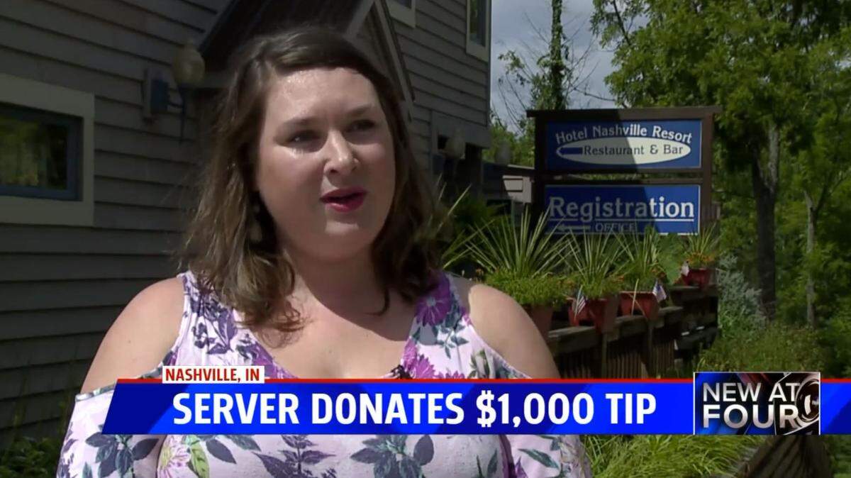 Anna Hofstetter, a waitress at Hotel Nashville in Indiana, received a $1,000 tip “for kids.”