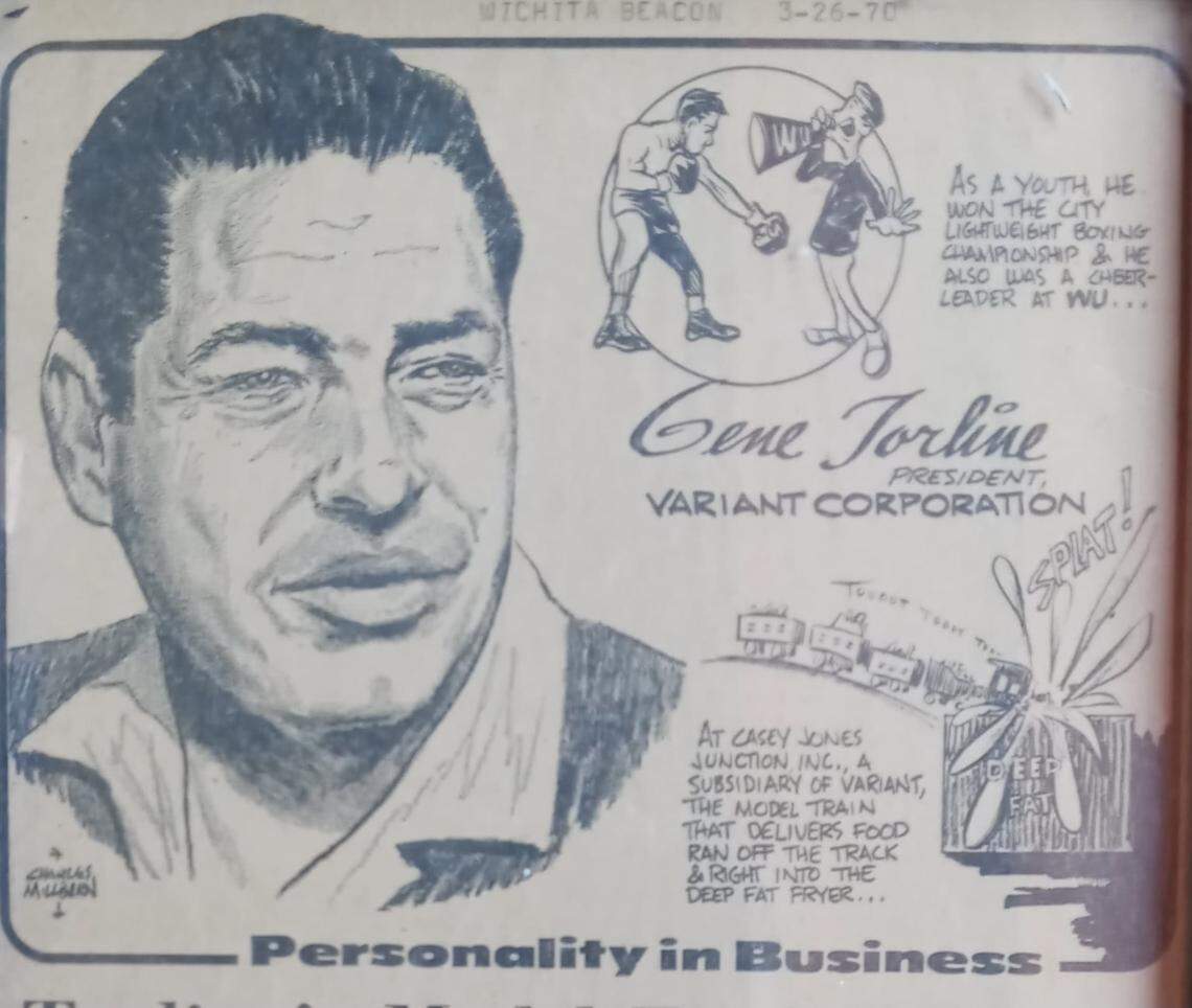 An illustration that ran with a business profile of M. Eugene Torline in the Wichita Beacon in 1970
